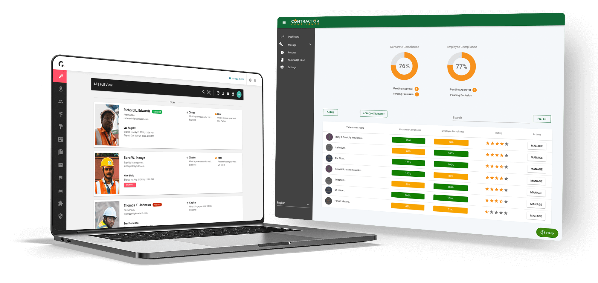 Guest book and Contractor Compliance integration