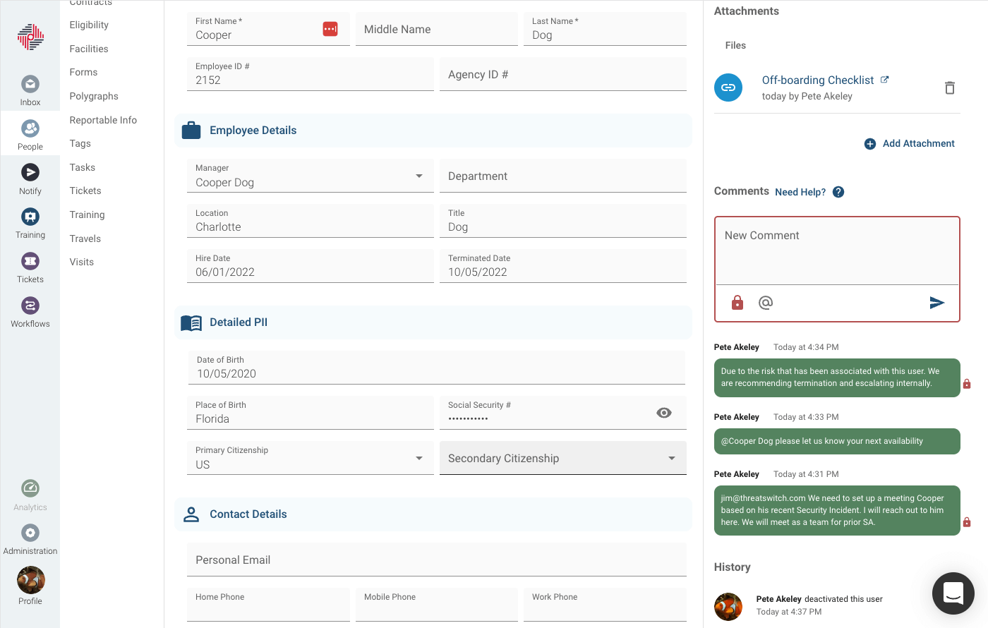 Product interface - communicate & collaborate